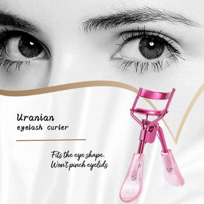 China Other Pink Makeup Lash Curler Eyelash Curler with 2 Silicone Refill Pads Glitter Eyelash Curler Tool for sale