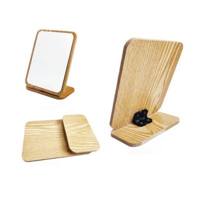 China Personalized Square Wood Frame Foldable Table Mirror For Makeup Use for sale