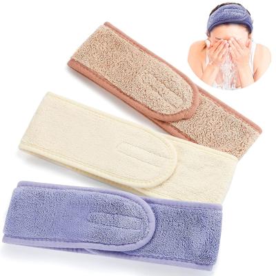 China Women Adjustable Spa Headwrap Facial Headband Makeup Wrap With Magic Tape, Hair Sweat Towel For Sports Face Wash for sale