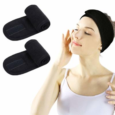 China Women Headwrap Headwrap Headband Makeup Shower Bath Wrap Sport Terry Cloth Adjustable Stretch Towel With Magic Tape for sale