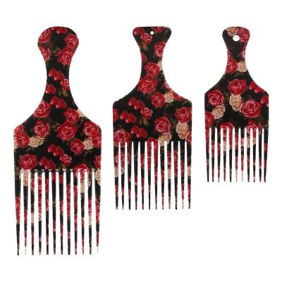 China Salon + Home Hairdressing 4mm Unisex Afro Wide Teeth Curly Comb Fork Comb Hair Detangling Massage Insert Brush for sale