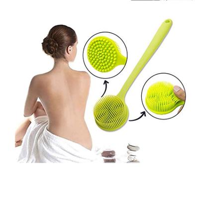 China Long Handle BPA Free Silicone Bath Body Brush With Soft Bristles Cleaning Shower Scrubber for sale