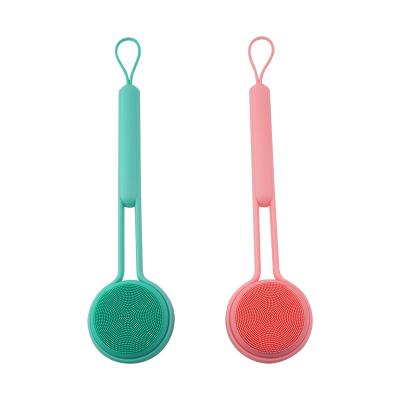 China Long Handle Silicone Handle Bath Shower Brush Body Scrubber Cleaning Brush for sale