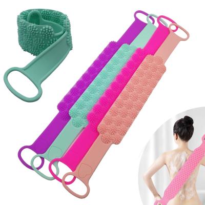 China EXFOLIATE Silicone Bath Scrubber Back Belt Scrubber For Shower, Back Scrubber For Shower Body Brush Back Washer for sale