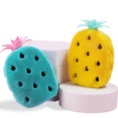 China EXFOLIATE New Silicone Bath Brush Massage Brush Pineapple Bath Brush Children's Artifact Silicone Bath Towel for sale