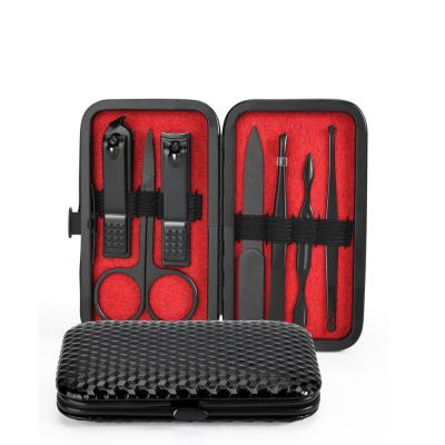 China 7 Finger Nail+Foot Nail in 1 Stainless Steel Professional Pedicure Kit Nail Scissors Grooming Kit with Black Travel Case for sale