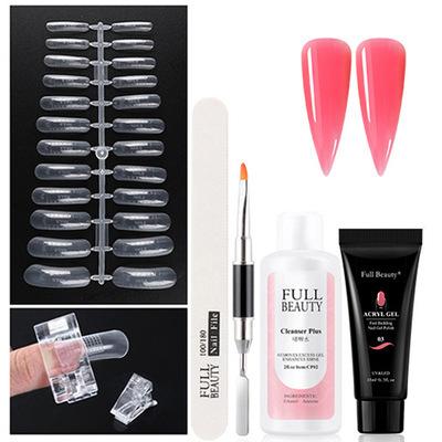 China DIY Nail Art Beauty 24 Pcs Nail Tips and Glue Gel Nail Easy Nail Base Kit Extension Set for sale