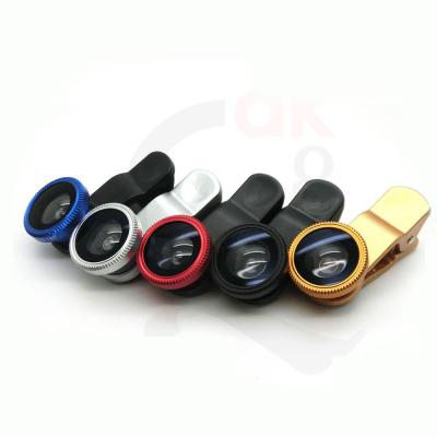 China Aluminum+glass LieQi universal clip 3 in 1 lens for iPhone Samsung mobile phone fisheye+marco+wide lens general use for sale