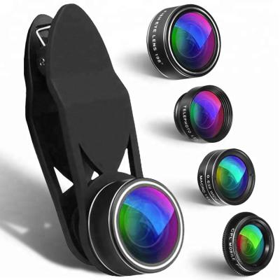 China 2021 Portable Bestselling Most Wanted Products Fish Eye Cell Phone Camera Zoom 5 In 1 Lens Kit For All Phone for sale