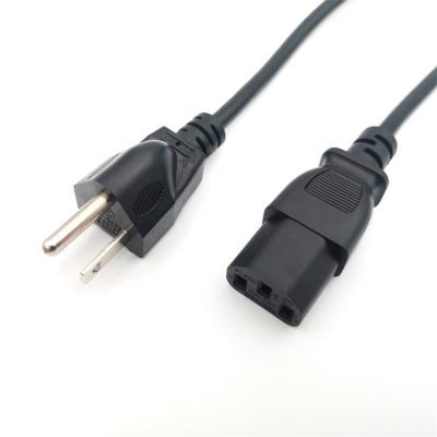 China Home Appliance Factory Direct Approved 3 Pin Prong Plug Cable Usa 3pin 10A/12A/13A/15A AC Cord Lead Electrical IEC C13 Us Power Cord for sale