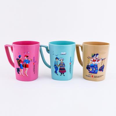 China Cheap Home Color Bathroom Household Mug Plastic Tooth Cups With A Handle for sale