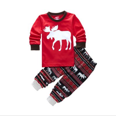 China Wholesale QUICK DRY Deer Children's Home Wear Set Male and Girl Long Sleeve Cotton Pajamas for sale