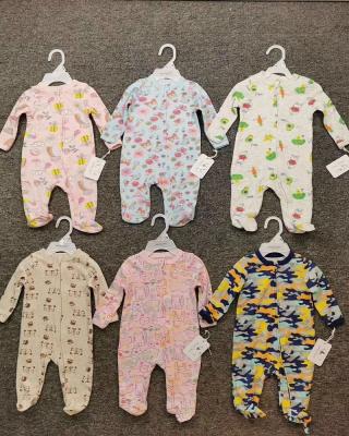 China Wholesale Print Cotton Toddler Baby Boy Long Sleeve Girl Rompers Onesie Rompers With Zipper Bbay Outwear Clothes for sale