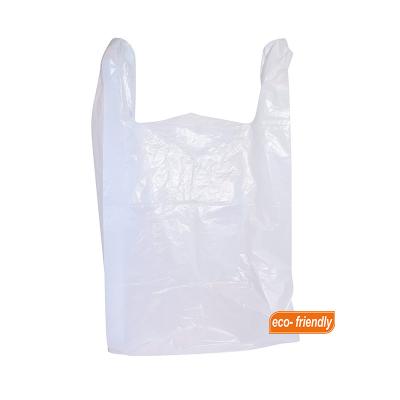 China Supermarket Recyclable Plastic Plain T-shirt Grocery Resusable White Shopping Bags Take Out To Bag Heavy Duty Garbage Bags For Shop Store for sale