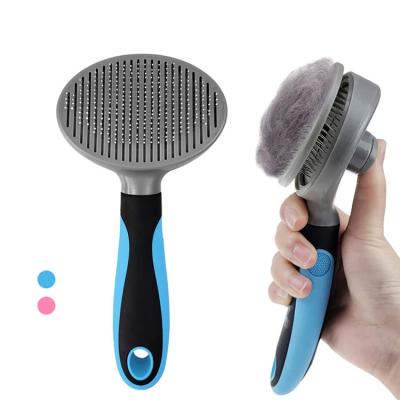 China Viable Hair Pet Comb Cat Slicker Brush Remove Dog Self Cleaning Dog Pet Grooming Brush Automatically for sale