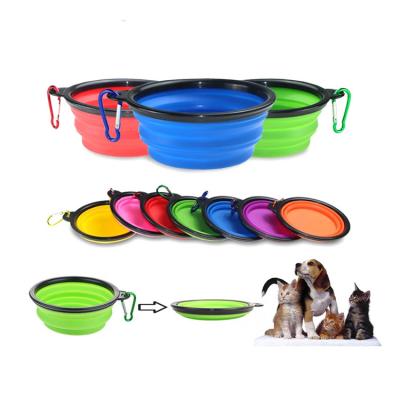 China Portable 350/1000ml Pet Water Bowl Folding Viable Silicone Bowl Moving Pet Eating Dish Bowls For Small Medium Dog Cat for sale