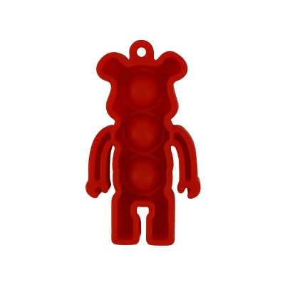 China New Design Hot Sale Food Grade Silicone Link Dye Mini Animal Cute Bear Squeeze Key Chain Toys For Kids for sale