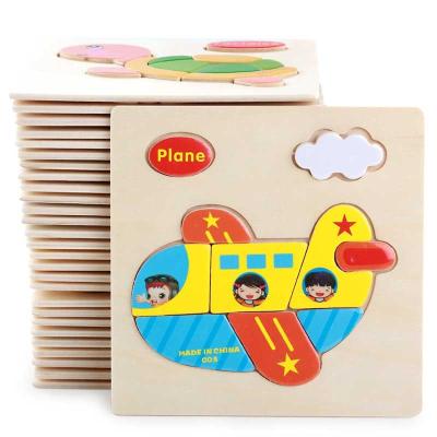 China Wooden Puzzle Toy For Kids Educational Toy Wholesale Cheap Price 3D Cartoon Wooden Jigsaw Block Puzzles for sale