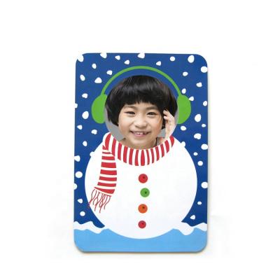 China Rubber Magnet Snowman Design Magnet Picture Frame Fridge Stickers Souvenir Photo Frame for sale