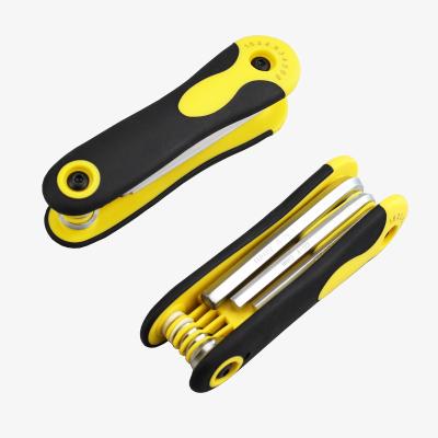 China Mini Crv Floding 8PCS Allen Wrench Set Ball Metric Torx Star Hex Dissmantle Key Tool Kits Folding Allen Wrench for sale