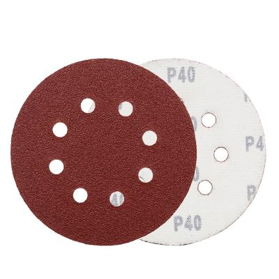 China For sanding 8 holes 5 and 7 inch sandpaper to polish ceramic disc aluminum oxide sandpaper abrasive dust emery paper 60 to 150 for sanding for sale