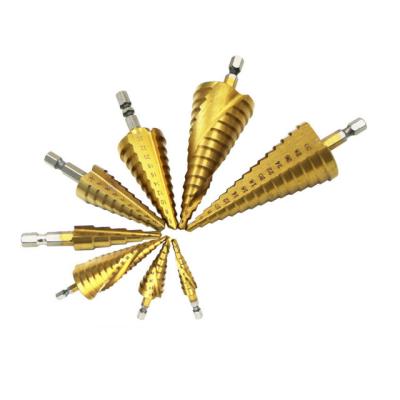 China High Speed ​​Steel Step Drill Bit Steel Tin Coated For Sheet Metal Shaping for sale