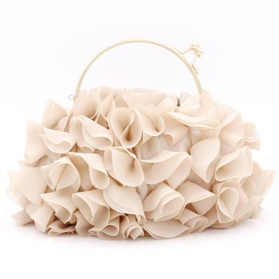 China Pretty Lady Chiffon Flowers Evening Purse Wedding Portable Clutches Bag For Women for sale