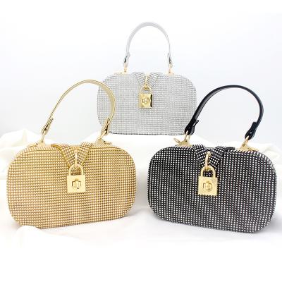 China Women Same Gold Tote Bag Bridal Rhinestone Handbag Portable Fashion Clutch for sale