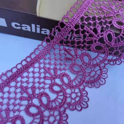 China Decorative Loose Fancy Polyester Black White Yellow French Lace Viable Trim Stock Available For Garment Accessories for sale