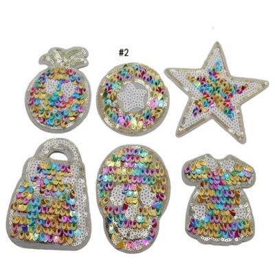 China Reversible sequins viable iron-on embroidery custom sequin patches embroidery in stock for sale