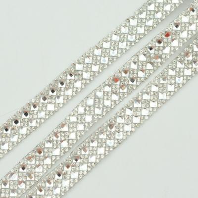 China For belt rhinestone trimming decoration rhinestone hot melt glue trimming iron on trim rinestone decorative tape for sale