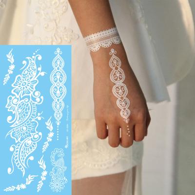 China Henna Tattoo Sticker Body Art 2021 Temporary Henna Lace Hands Tattoo Sticker white for sale