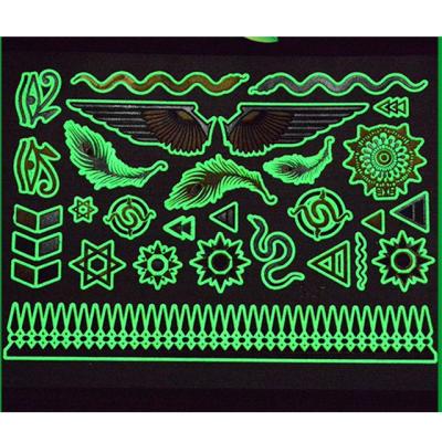 China Night Fluorescence Non-Toxic Temporary High Quality Waterproof Temporary Glow In The Dark Tattoo Sticker for sale