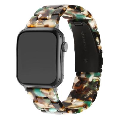 China LEWO Luxury Silicone Fashion Women Metal Buckle Resin Watch Band For Apple Watch Series Ultra 8 7 6 Se 49 44 40 42 38 41 45mm for sale