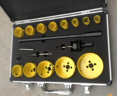 China Bimetal Hole Saw Set Size From 3/4~3-1/4 Inch With Arbors And Extension In Aluminum Box for sale