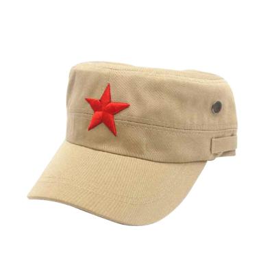 China New JOINT Empty Army Caps Custom Vintage Flat Top OEM Logo Military Hat With Embroidery for sale