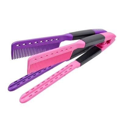 China Custom Fashion V Logo Anti-static Type Hair Styling Comb Straightener Salon Hairdressing Styling Tool Anti-static Hair Comb Brush for sale