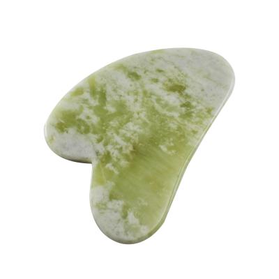 China Feed Wholesale High Quality Green Jade Stone Heart Shaped Guasha Board for sale