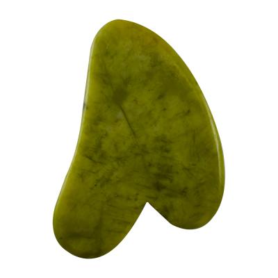 China Nourish Natural Dark Green Jade Stone Irregular Heart Shaped Scraping Guasha Massage Tool Tip for sale