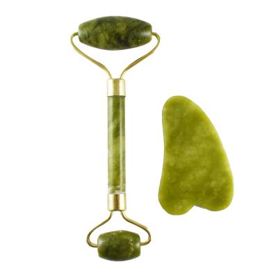 China Wholesale high quality whitening relax gua sha facial long lasting anti aging green jade roller for sale