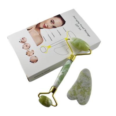 China Wholesale Retail High Quality Natural Thin Face Whitening Anti Aging Gua Sha Jade Roller for sale