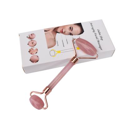 China Face Lift Superior Hot Sale Reduce Facial Puffiness and Wrinkle Detachable Natural Pink Jade Stone Roller for sale