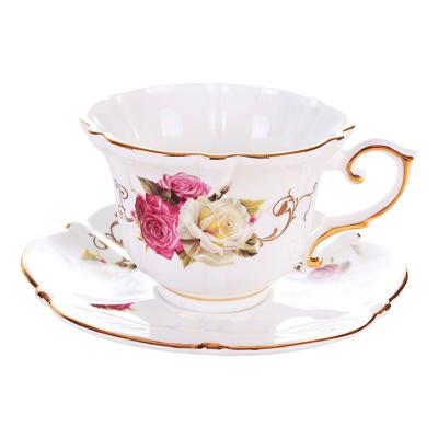 China Viable European Ceramic Coffee Cup Black Tea Style English Luxury Afternoon Tea Set Cup And Saucer Small for sale