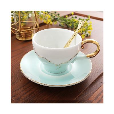 China Korean Style CIA Phnom Penh Afternoon Tea Cup Set Ceramic Coffee Cup With Spoon Set for sale