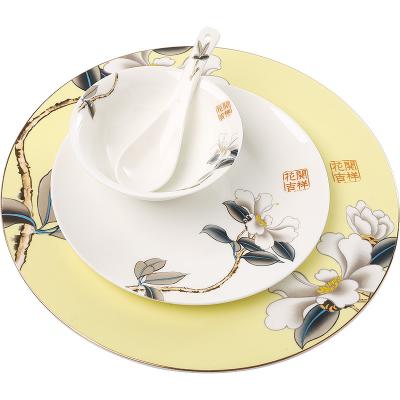 China New Viable Flower Auspicious Chinese Special Printed Chinese Wedding Tableware Set for sale