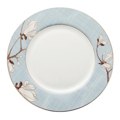 China Family Dinner Hotel Wedding Edge Viable Luxury Round Luxury Blue Flower Printed Tableware Set for sale