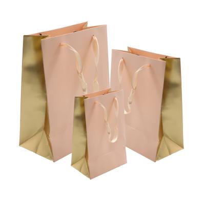 China High End Silk Ribbon Handmade Luxury Pink Gift Bags Custom Printing Portable Shopping Bag With Logos for sale