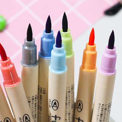 China Korean Marked Soft Flexible Tip Color Brush Coloring Marker 10 Colors High Quality Calligraphy Writing Stationary Pen for sale