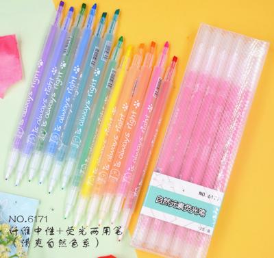 China Twin Tip 12 Colors Fiber Tip Gel Pen Highlighter Bar Coloring Marker For Hand Count for sale