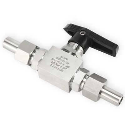 China Overall High Pressure Stainless Steel 316L 2 Ferrule Twin Way 3/8 in. Tube Instrumentation Connection End Butt Weld Ball Valves for sale